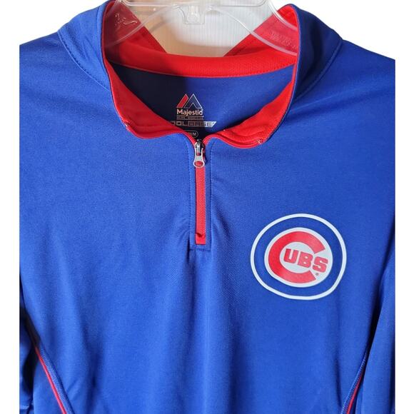 Majestic Chicago Cubs Quarter Zip Pullover, NWOT, Medium - Picture 2 of 6